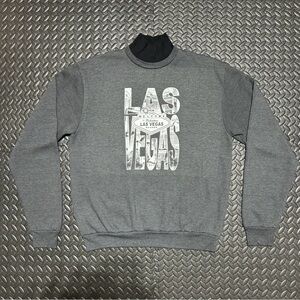 American Apparel Las Vegas Turtleneck Sweatshirt Graphic Print Gray Mens Large